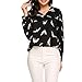Zeagoo Women's Long Sleeve Printed Chiffon Shirt Blouse Tops,Black,Medium