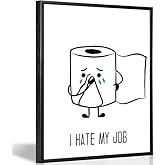 Ovdang Funny Toilet Paper Art, Black & White Bathroom Wall Art, Framed Canvas Print, Modern Minimalist Bathroom Sign