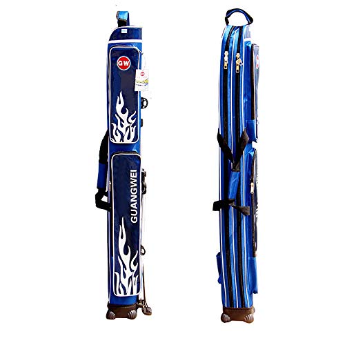 Angelrute Tasche mit großem Fassungsvermögen, wasserdichte Außentasche mit Reißverschluss für Angeln 125X16X11CM blau