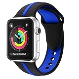 WHLIHUSU Thin Blue Line Band Compatible with Apple Watch 38mm/40mm, Soft Silicone Sport Strap Replacement iWatch Bands Compatible with Apple Watch Wristbands Series 4 3 2 1 Nike+ (M/L,Black & Blue)