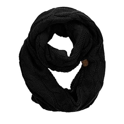 C.C Women's Winter Cable Knit Sherpa Lined Warm Infinity Pullover Scarf C.C Women's Winter Cable Knit Sherpa Lined Warm Infinity Pullover Scarf