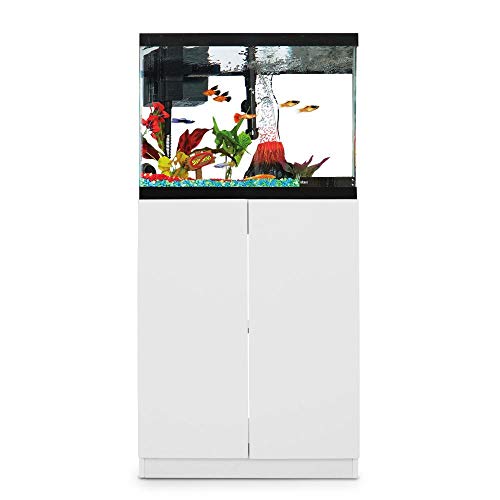 PeetsPets Durable Wood Aquarium Stand with Storage, Up to 20 gal. (White Gloss)