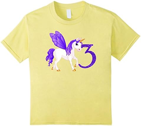 unisex-child Little Girl 3 Year Old Shirt Unicorn 3rd Birthday TShirt 4 Lemon