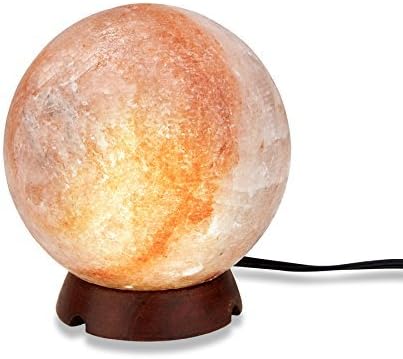 Himalayan Salt Lamp Globe/Sphere/Ball Rock Salt Lamps with Color Changing LED Light USB plug and Wood Base - Mini Air Purifier for Office Home