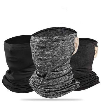 Genuine Neck Gaiter Face Scarf Mask, Mouth Cover Bandana, Anti-Dust, Wind & Sun Protection Headwear, Multi-functional Head band Balaclava, Elastic Tube Mask (Black and Light Grey)