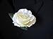 White Silk Rose Flower Boutonniere with Cream Ribbon High End Quality