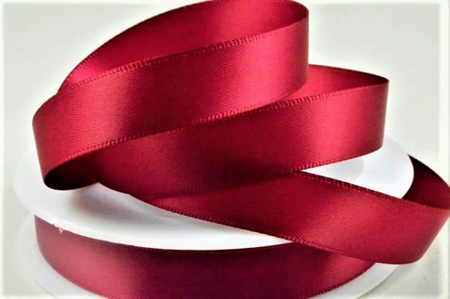 Oakwood Archer Double Faced Satin Ribbon, Burgundy, 15mm x 25m