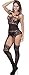 The Victory of Cupid Womens Sexy Fishnet Floral Mesh Bodystockings Bodysuits, Black, One Size