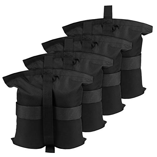 HIPPIH Weight Bags for Pop up Canopy, Sand Bag for Camping Tent,4 Pack Sun Shelter, Patio, Gazebo - Holding up 30lbs~40lbs, 300 cu in Capacity (Black)