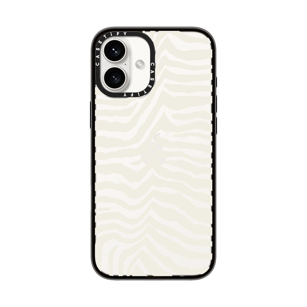 CASETiFY Compact iPhone 16 Plus Case [Lightweight / 4ft. 2X Military Grade Drop Protection/Slim] - Zebra Stripe - Clear Black