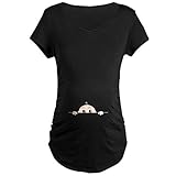 CafePress - PEEK-A-BOO BABY (BROWN EYES) Maternity Dark T-Shir - Cotton Maternity T-shirt, Cute & Funny Pregnancy Tee