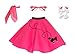 Hip Hop 50's Shop 1950s Girls 4 Piece Poodle Skirt Costume Outfit for Kids with Accessories (glasses, socks, scarf) (Child Medium Hot Pink)