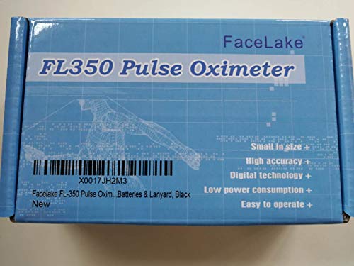 Facelake FL-350 Pulse Oximeter with Carrying Case & Batteries & Lanyard, Black