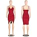 YS.DAMAI Women's Sexy Deep V Neck Sleeveless Spaghetti Strap Bodycon Wrap Dress Front Slit Bandage Midi Club Dress(WineRed,M)