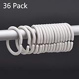 36 Pack Shower Curtain Rings Curtain C Rings Hook Hanger Bath Drape Loop Clip Glide (White)
