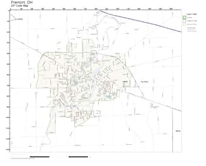 Amazon.com: ZIP Code Wall Map of Fremont, OH ZIP Code Map Laminated