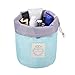 HOYOFO Makeup Bags Travel Drawstring Bags Cosmetics Barrel Bag Quick Packing Storage, Light Blue