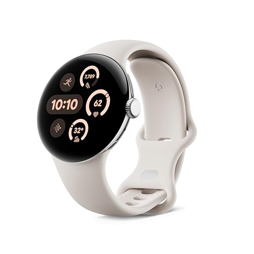Google Pixel Watch 3 (41 mm) – Android smartwatch with Heart Rate Tracking, Advanced Running from Fitbit, Fitness Insights, 24-Hour Battery – Polished Silver Aluminium Case – Porcelain Band – Wi-Fi