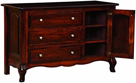 Amish Heirlooms Solid Oak French Country Dresser with 3 Drawers &amp; 1 Door, 54" x 22" x 33", Cappuccino Finish