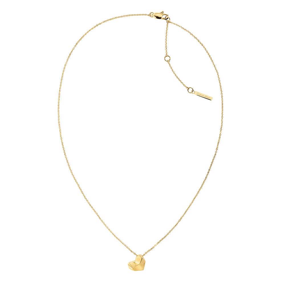 Calvin Klein Women's FACETED HEART Collection Necklace in Yellow Gold with a Heart Pendant - 35000036