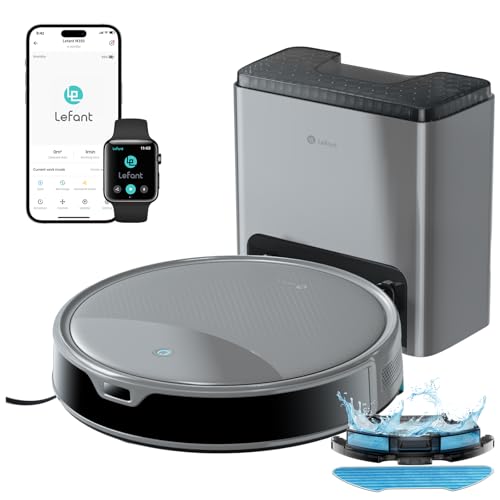 Lefant M350 Robot Aspirateur Laveur avec Station, 3 en 1, 6000Pa, Vidange Automatique, Zones Virtue…