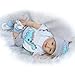 Dirance Lifelike Reborn Doll Soft Silicone Full Body Realistic Pink Girl Doll Vinyl Reallike Handmade Newborn Baby Doll with Clothes 55cm, Kids Gift for Ages 3+ (Blue)