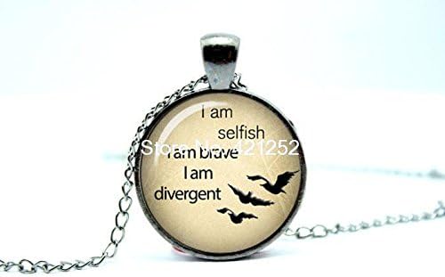 Pretty Lee 2015 Fashion I Am Selfish I Am Brave I Am Divergent Inspired Tris Quote Be Brave Divergent Glass Photo Cabochon Necklace Christmas gift