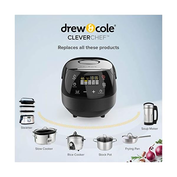 DrewCole-CleverChef-14-in-1-Intelligent-Digital-Multi-Cooker-Aluminium-860-W-5-Litre-Charcoal Drew&Cole CleverChef 14-in-1 Intelligent Digital Multi Cooker, Aluminium, 860 W, 5 Litre, Charcoal