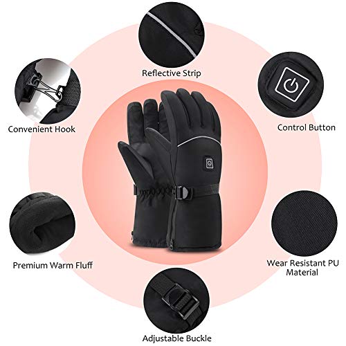 OYRGCIK Heated Gloves, Winter Gloves for Men Women 3 Levels Temperature Control Hand Warmers Waterproof Thermal Gloves for Snow Cold Weather Sports Outdoors Climb Hiking Skiing Hunting Fishing