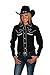 Womens Cotton Retro Western Cowboy Shirt-Black-2XL
