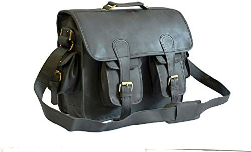 Vintage Leather DSLR Camera Bag 15.6-Inch Laptop Briefcase; Shoulder Bag Messenger Satchel Fits Professional Size DSLR with Lens for Canon Nikon Sony