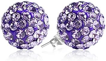 BAYUEBA 925 Sterling Silver Sparkle Crystal Ball Stud Earrings mothers day gifts for wife mom daughter