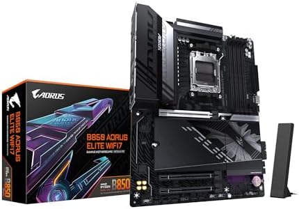 GIGABYTE B850 AORUS Elite WIFI7 AMD AM5 LGA 1718 Motherboard, ATX, DDR5, 3X M.2, PCIe 5.0, USB-C, WIFI7, 2.5GbE LAN, EZ-Latch, 5-Year Warranty