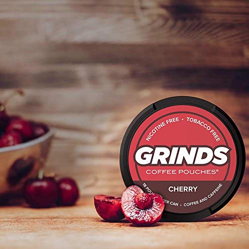 Grinds Coffee Pouches 3 Cans of Cherry Tobacco Free, Nicotine Free