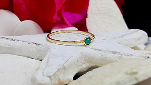 Tiny Green Onyx ring - Thin Ring - Gold Ring - Gemstone Ring - Emerald Alternative Jewelry - May Ring - Slim Band - Simple Ring