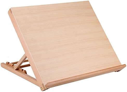 Art Drawing Board - Portable Adjustable Beech Wood Large Sketching Board A2 19.2 x 16.5inch Desktop/Tabletop Easel for Artist Students Kids Painting on Location, in Class, or at Work