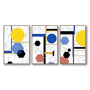 3 Piece Framed Canvas Home Artwork Decoration Abstract Color Block Canvas Wall Art for Living Room, Bedroom - 16"x24"x3 Panels
