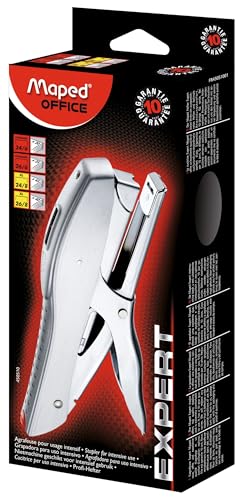 Maped - Ergonomically Safe All-Metal Stapler, Stapler Expert XL - for up to 45 Sheets - Front Loading: for Easy refilling of Staples - Integrated Staple Remover