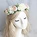 Flower Crown for Women, Handmade Girl Floral Crown Wreath Flower Headband Headpiece for Wedding Ceremony Party Festival（White）