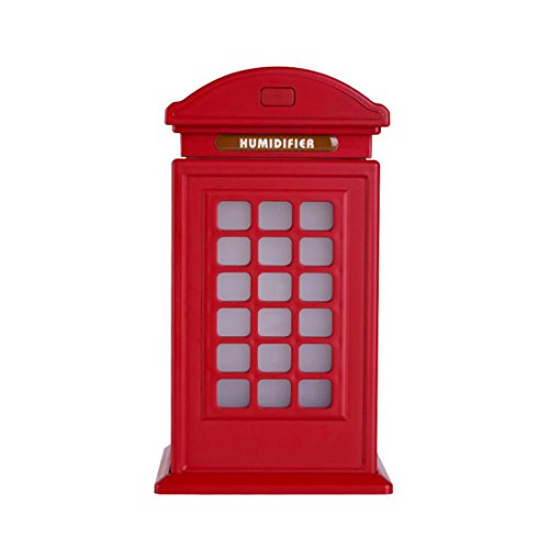 Highpot Humidifier Large Capacity Creative Telephone Booth Humidifier Retro Art Home Decor (Red)