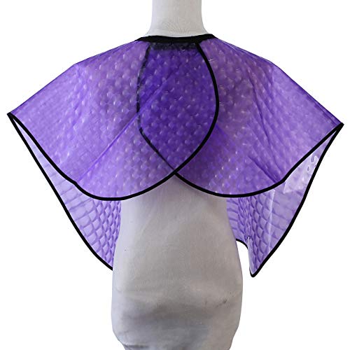 CCbeauty Short Salon Hair Coloring Cape and Reusable Gloves Set, Waterproof Capes for Cutting Styling Shampoo Beauty Makeup Beard Shaving Cloth (Hair Dye Set Purple)