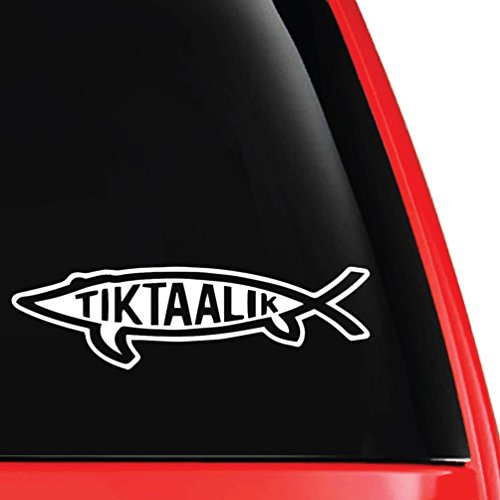 Tiktaalik Fish Atheist Decal Vinyl Car Laptop Sticker - EvolveFISH - White 5" x 2