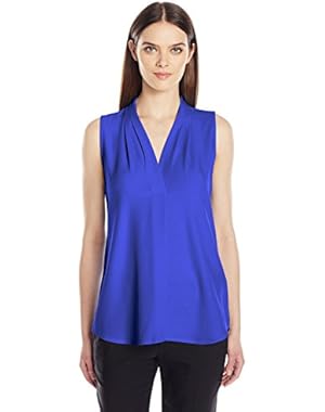 Women's Sleeveless Inverted Pleat Blouse