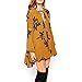 Lemon Retro Print Floral Swing Boho Style Loose Summer Dresses for Women (Yellow-S)
