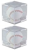 Baseball 2 Pack UV Protected Square Ball Holder Display Case by BCW