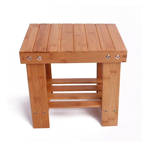 Utoplike Bamboo Bathtub Shower Seat Bench/Stool with Storage Shelf and