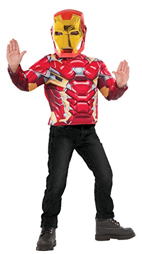 Rubies Boys Iron Man Super Costume Top Set, Red/Gold, One Size