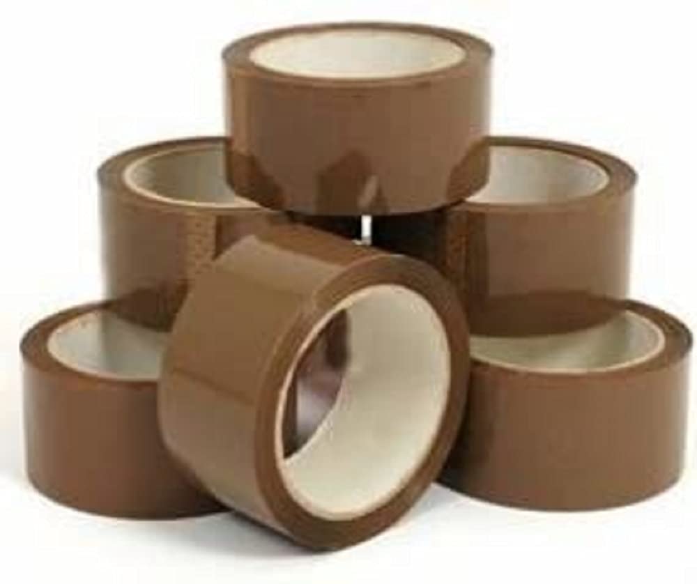 12 Rolls of Brown Buff Tapes 66MX48MM for PARCELS and Boxes. Heavy Duty Strong Long Secure Sticky Seal (Brown/Buff, 12 Rolls)