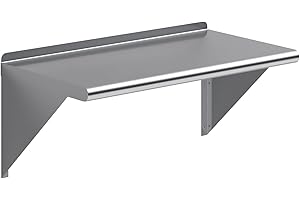 AmGood 30" Long X 16" Deep Stainless Steel Wall Shelf | NSF Certified | Appliance & Equipment Metal Shelving | Kitchen, Restaurant, Garage, Laundry, Utility Room