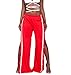 Women High Slit Side Wide Leg Pants with Elastic Waist Track Trousers
